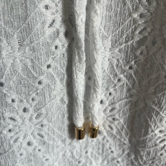 Michael Kors White Short Sleeve Tie Front Blouse - Picture 4 of 8